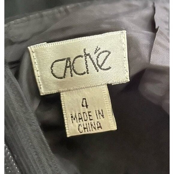 Y2k Vintage Cache Womens Dress Sz 4 Black Silk Beaded Open Back Cocktail LBD - Picture 15 of 15